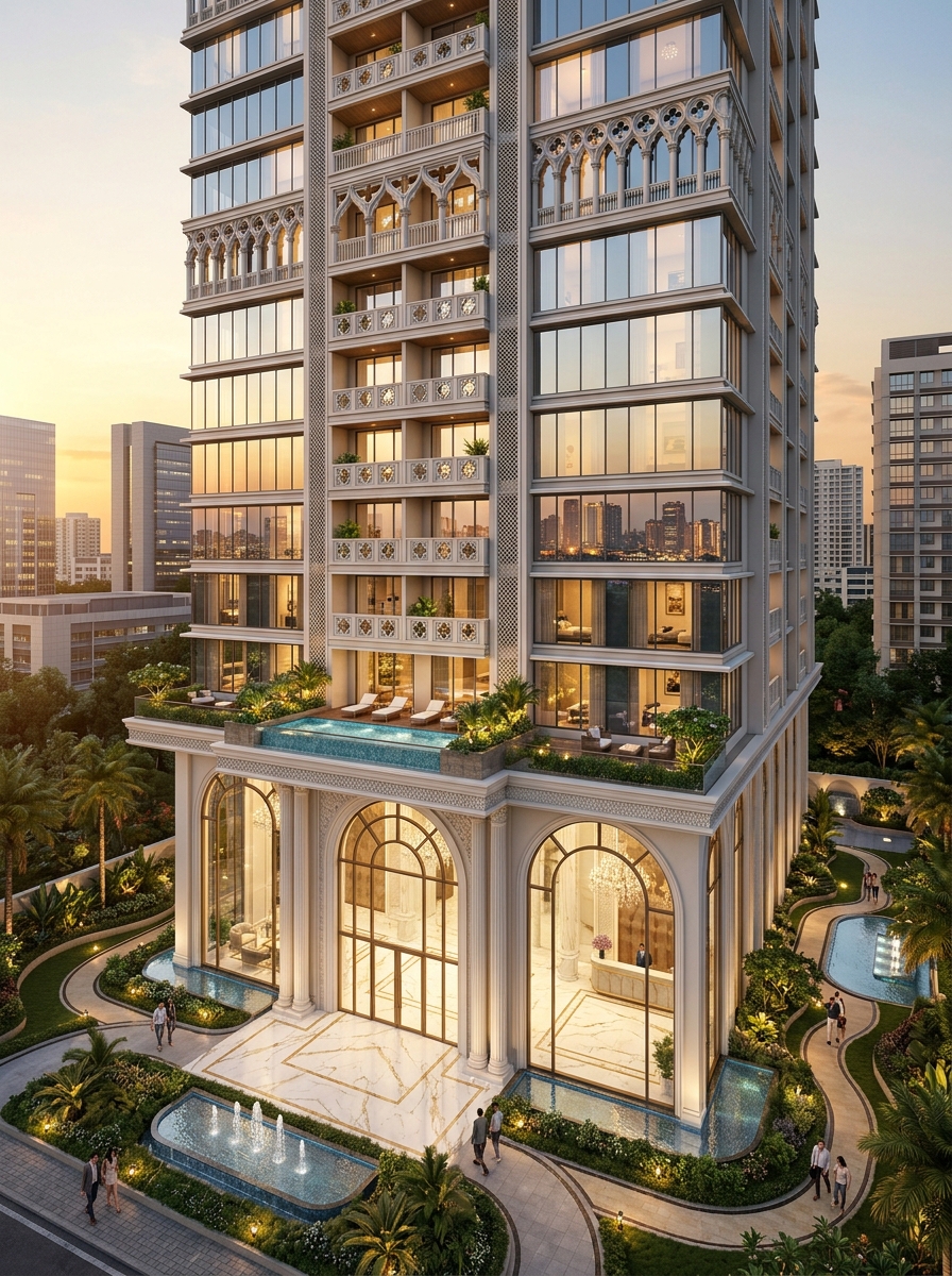 Signia Isles Venetian-inspired luxury tower with landscaped gardens and private pools